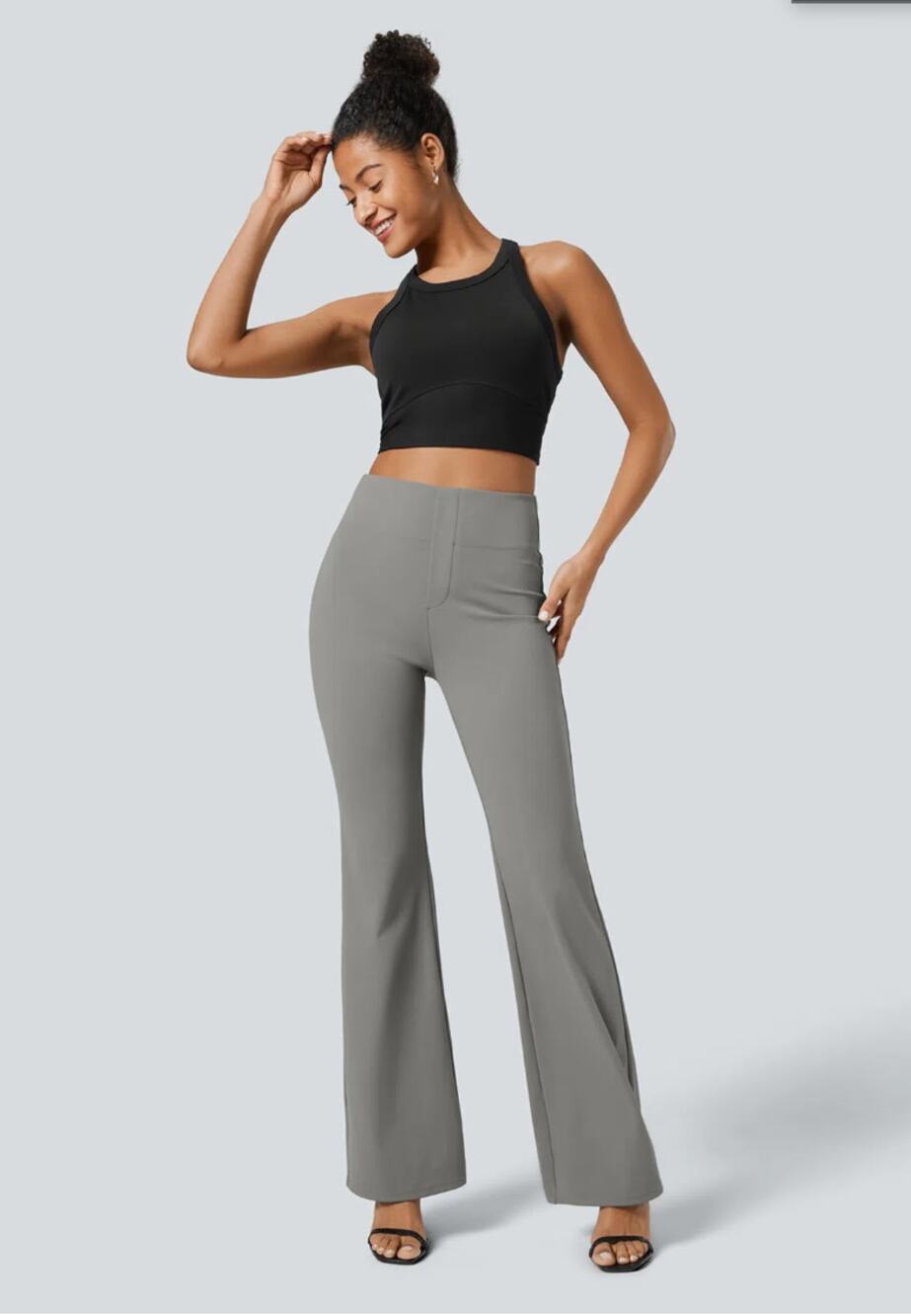 NWT Halara Flex Work Pants Gray Wide Leg Pull On Petite XS Stretch